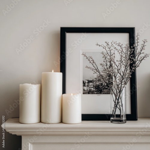 Wallpaper Mural Three candles decorated mantelpiece Torontodigital.ca