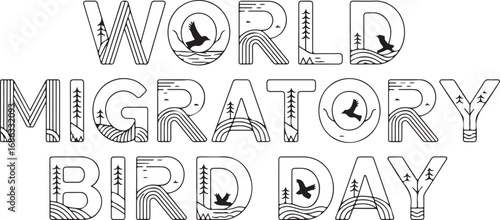 World Migratory Bird Day Typography Vector Illustration for Conservation