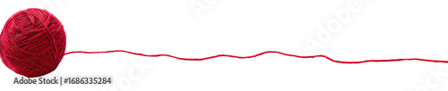 Red ball of yarn with a long, textured, red string