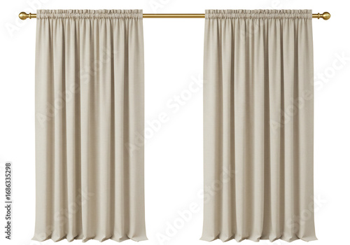 Beige curtains with gold rod interior decoration home decor window treatment drapes fabric textile