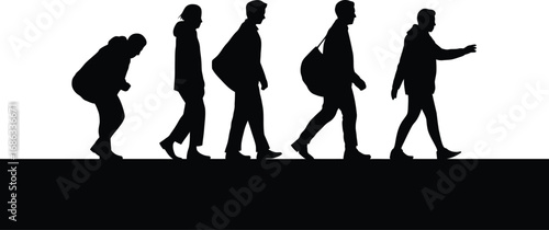 Walking People Silhouettes – Urban Crowd Vector Design