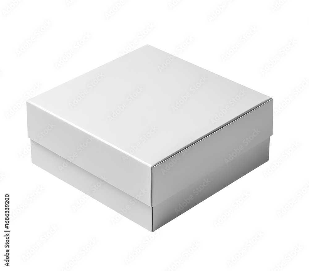 Fototapeta premium Blank white square box, slightly angled