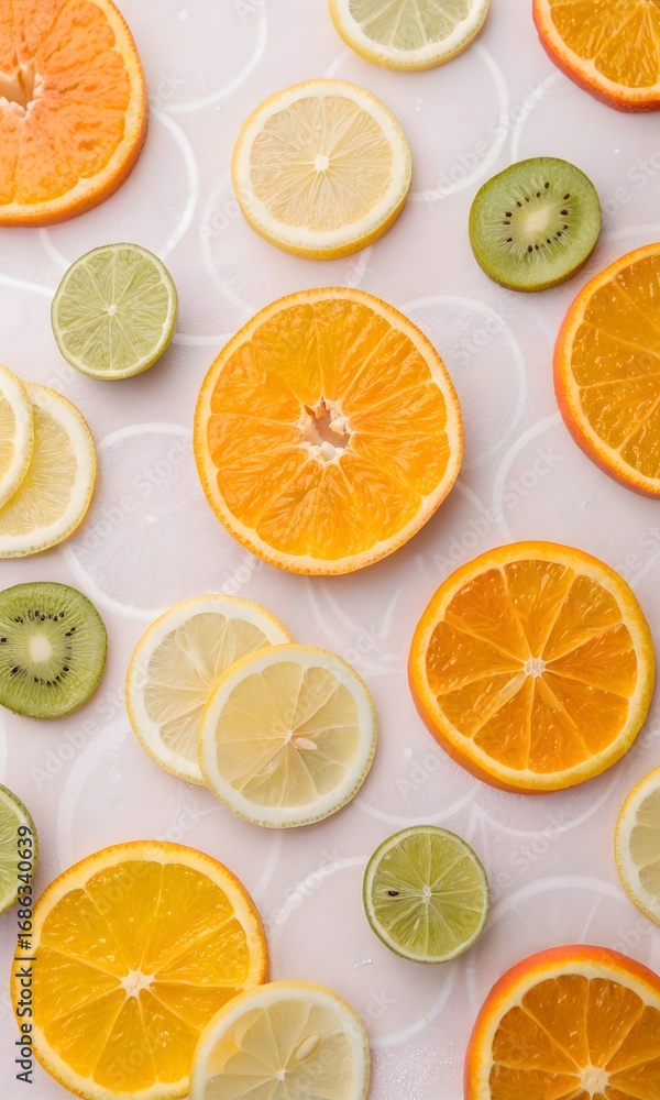 Obraz premium Citrus Fruit Slices Pattern