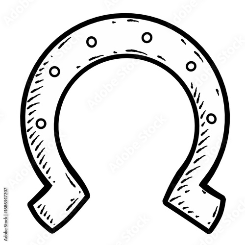 Sketch black and white horseshoe