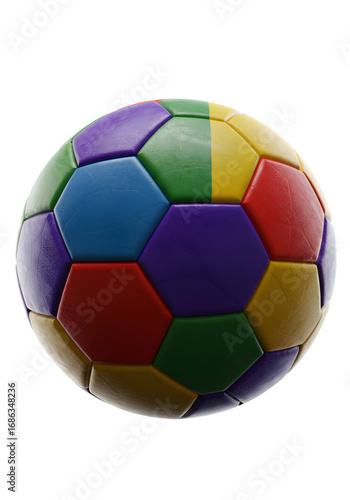 3D Render Of A Vibrant Colorful Soccer Ball With A Transparent Background