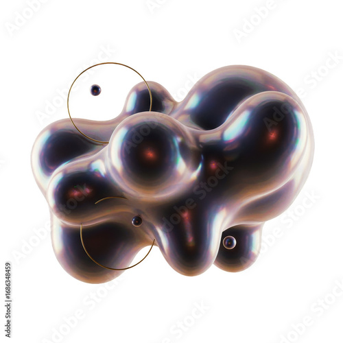 3D Render Of Abstract Metallic Sphere With Transparent Background