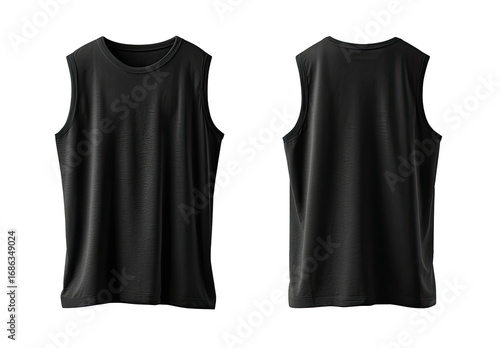 Black sleeveless top, front and back views (3)