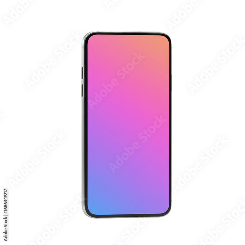 3d Render Of Colorful Gradient Screen Smartphone Isolated On Transparent Background