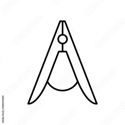 A line drawing of a clothespin depicted as a simplified Ashape. Editable stroke. Icon vector illustration