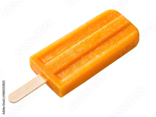 Bright orange popsicle isolated on white background