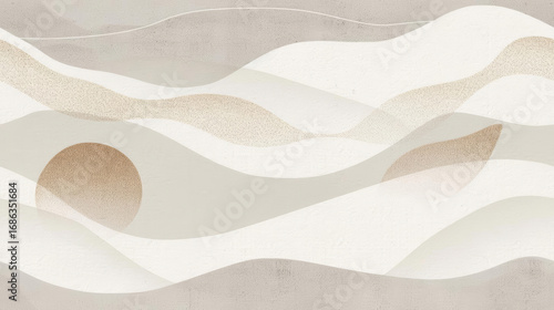 Abstract wavy design with soft colors and shapes creating serene atmosphere