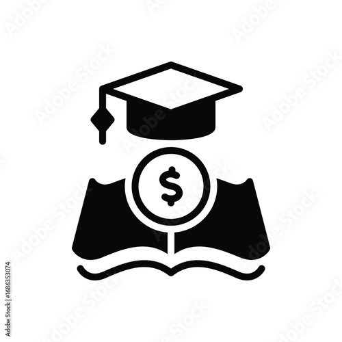 Black solid icon for scholarship