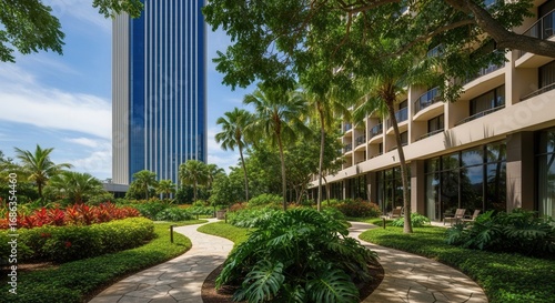 Scenic view of the Ilikai Hotel and Residences in Waikiki Honolulu Hawaii