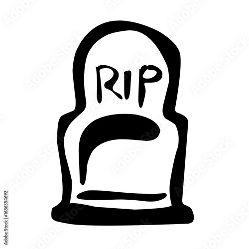 Rough Handdrawn Tombstone RIP Grave Marker Spooky Holiday Element