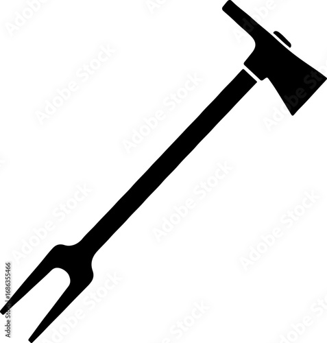 Firefighter's halligan bar tool on white background