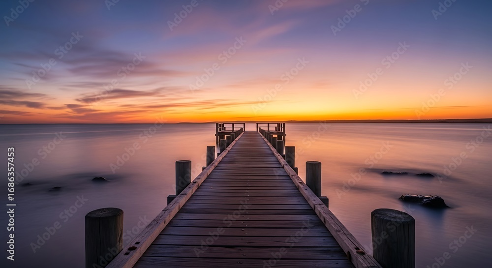 Obraz premium Serene Sunset Pier with Ocean View.