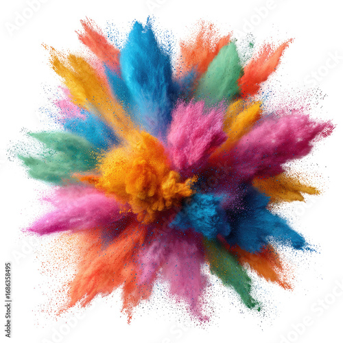Exploding burst of vibrant colored powder