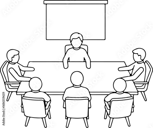 Conference room meeting linear illustration