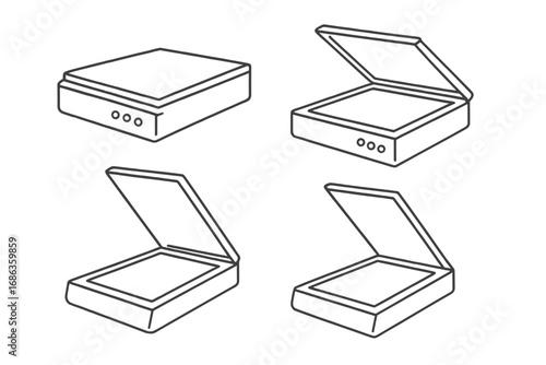 Minimalist electric shaver icons set, modern line art grooming tools vector, cartoon style transparent background, ordered collection of personal care and hair removal equipment