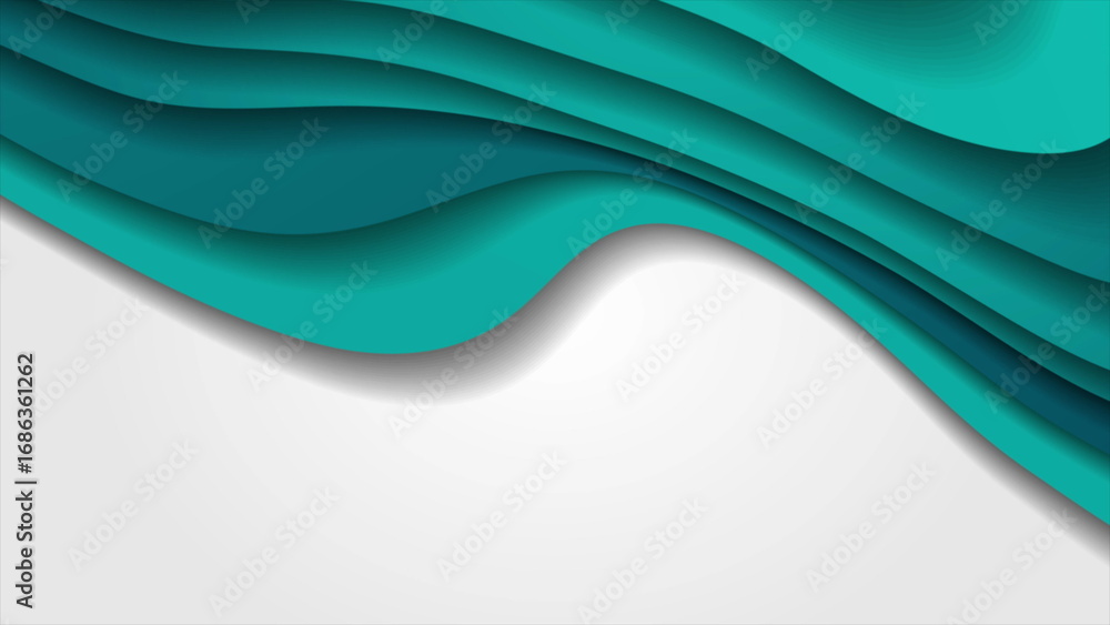 Obraz premium Bright turquoise curved waves minimal abstract elegant background