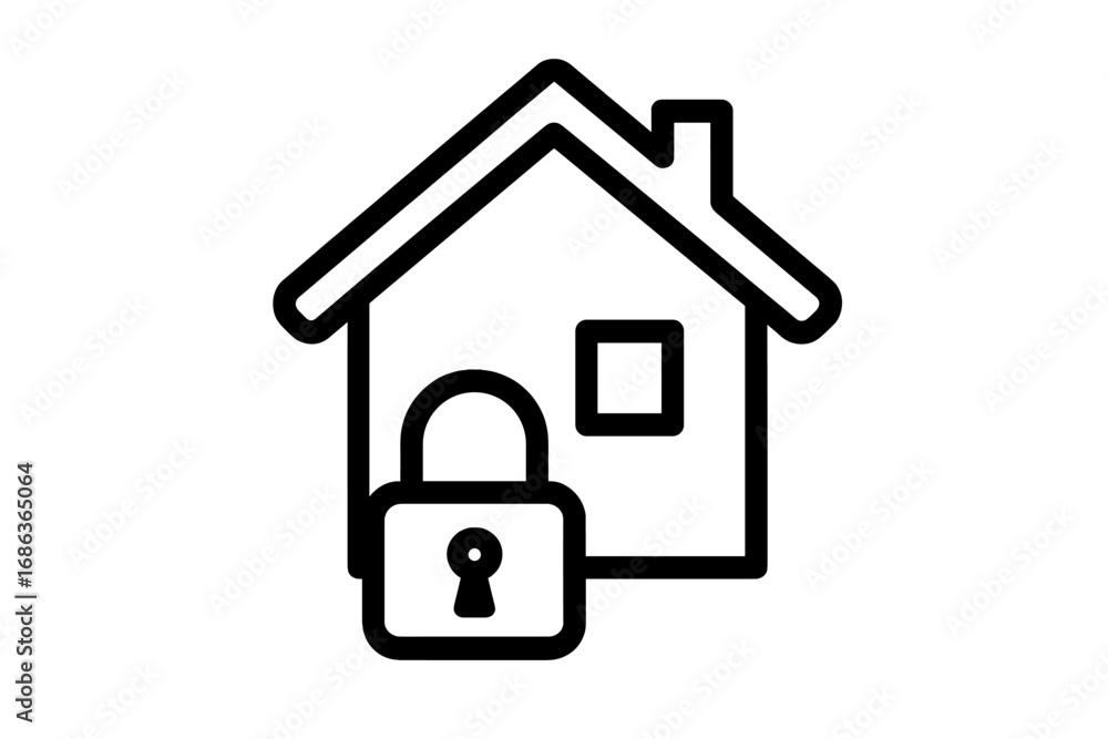 House lock icon. Home security and safety concept. Property protection, privacy, and real estate insurance symbol. Secure building, mortgage, and smart home vector sign. House lock icon. Home security and safety concept. Property protection, privacy, and real estate insurance symbol. Secure building, mortgage, and smart home vector sign.