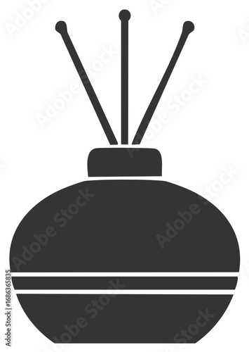 Dark Aromatherapy Diffuser Silhouette with Reed Sticks for Scent Diffusion, Home Fragrance Concept