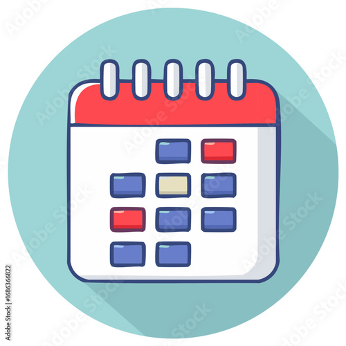 Calendar page graphic illustration icon symbol schedule events meetings reminders appointments dates cartoon