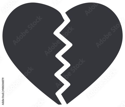 Broken heart icon symbolizing love lost heartbreak and the end of a relationship or emotional pain