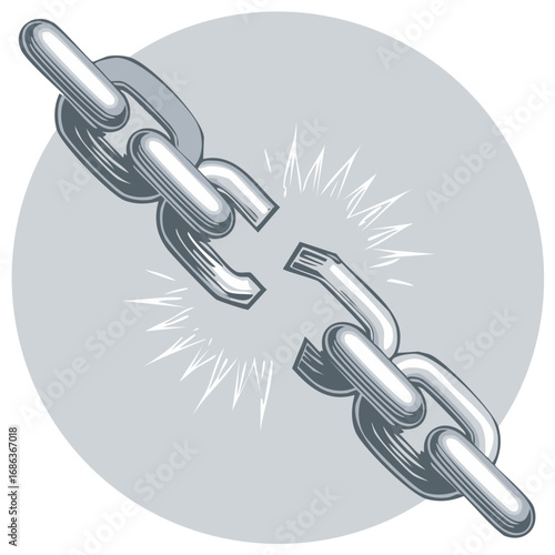 Broken Chain Link Metaphor Illustration Freedom Concept of Weakness Strength
