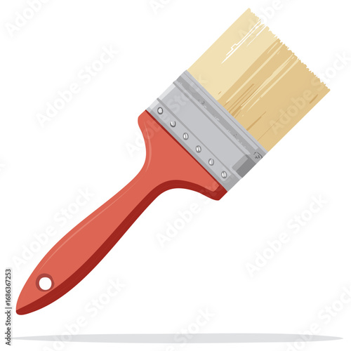 Vector illustration of a red paintbrush for painting and decorating work, isolated on white