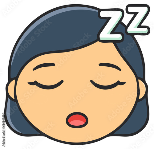 Cartoon illustration of a sleeping person with closed eyes and 'zz' symbols