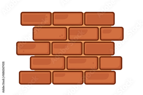Brick wall background. Red brickwork masonry texture. Flat cartoon vector illustration. Building, construction symbol. Wall icon. Architecture element. Isolated graphic design.