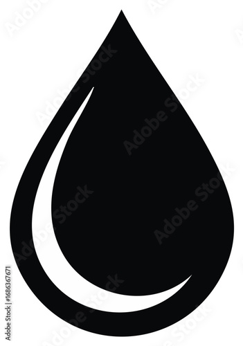 Black drop shape vector graphic, water drop icon