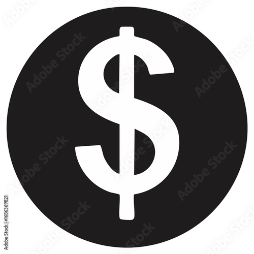 Dollar currency symbol against black coin shape economy cash finance vector