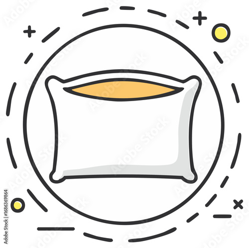 Cozy Pillow Surrounded by Decorative Lines and Circles for Comfort