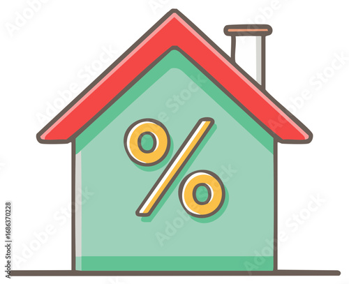 House Icon with Percentage Sign Symbolizing Mortgage Rates and Real Estate Interest