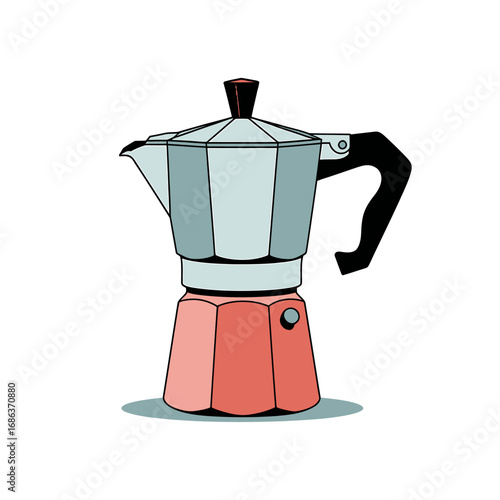 Vintage Italian Moka Pot Illustration Perfect for Coffee Lovers and Kitchen Decor with Retro Aesthetic and Clean Design