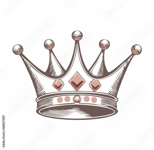 Ornate Crown Illustration with Diamond Embellishments