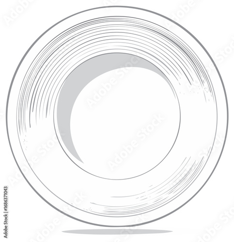 Clean Circular Plate With Subtle Textured Rim And Shadow Isolated