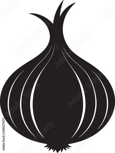  Vegetable Onion Silhouette Vector Illustration