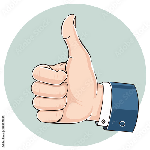 Thumb Up Gesture Hand in Business Suit Concept of Agreement Approval OK or Success Symbol