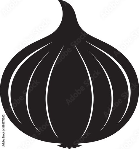  Vegetable Onion Silhouette Vector Illustration
