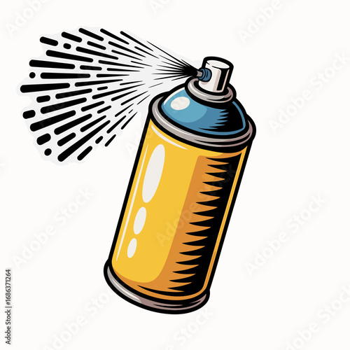 Spray Paint Can in Action Colorful Illustration Graffiti Street Art Project Conceptual Artwork for Creative Design and Artistic Expression