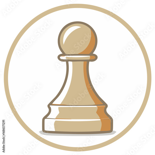 Single Chess Pawn Piece Inside Circle for Board Game Strategy Concept