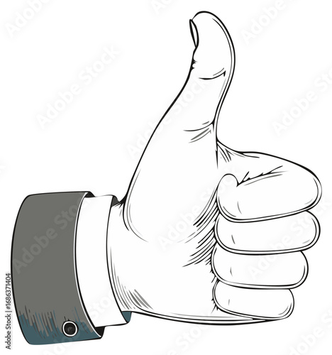 Hand with Thumb Up Gesture in Suit Sleeve Showing Approval and Agreement