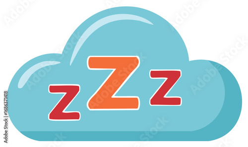 Cute cloud with Zzz sleepy symbols for rest and slumber