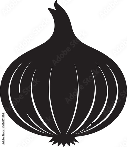  Vegetable Onion Silhouette Vector Illustration