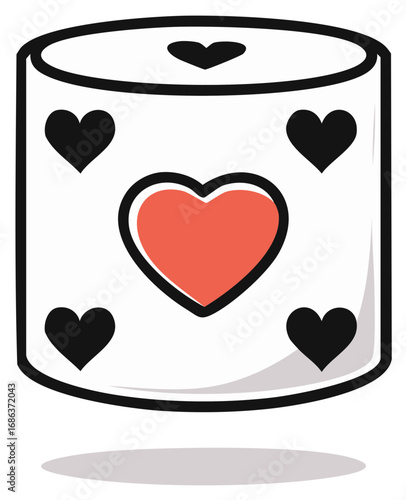 Paper Roll with Hearts Pattern Design