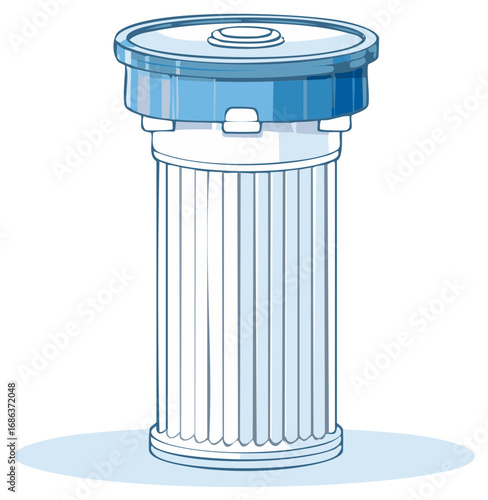 Blue and white classical column illustration with decorative top and base
