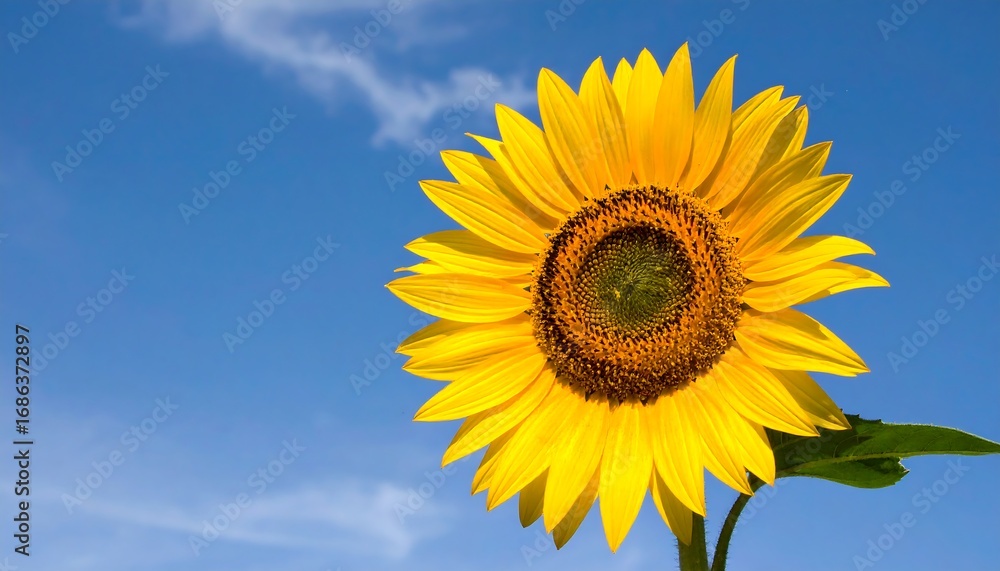 Obraz premium Bright yellow sunflower against a blue sky